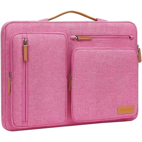 Housse 360° Pour Ordinateur Portable 13,3 Pouces, Compatible Avec Macbook Air/Pro 13 / Pro 14, Hp Dell Acer Asus, 13-14 Pouces Sac Ouvert Latérale Avec 4 Poches Zippées&Poignée,Ros[ORD622228]