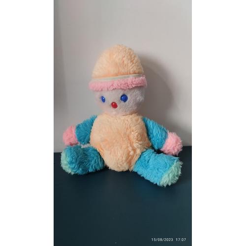 Vintage Peluche Doudou Clown/Lutin/Poupée Multicolore Nounours