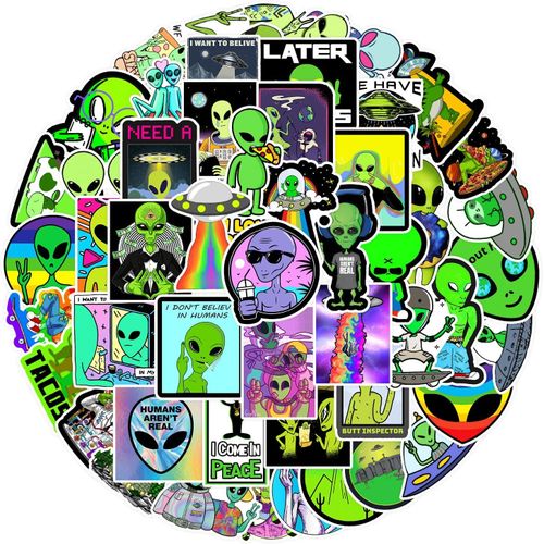 Lot De 50 Autocollants Alien Pour Ordinateur Portable, Pare-Chocs, Planche À Roulettes, Bouteilles D'eau, Ordinateur, Téléphone, Dessins Animés Pour Enfants, Adolescents, Adultes.[Ord624201]