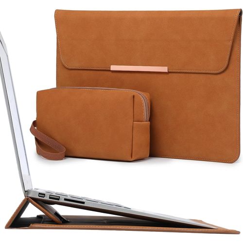 15-16 Pouces Housse Ordinateur Portable Avec Stand Pour Macbook Pro 16 M4/M3/M2/M1 Pro/Max 2025-2019, Macbook Pro 15 2025-2012, Samsung Galaxy Book Flex/Pro 15, Xps 15, Marron(Smil[ORD626359]