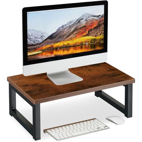 Organiseur Pour Écran De Pc, Rehausseur Pour Le Bureau, Hxlxp: 15x40x23 Cm, Design Industriel, Marron - Noir[Ord624341]