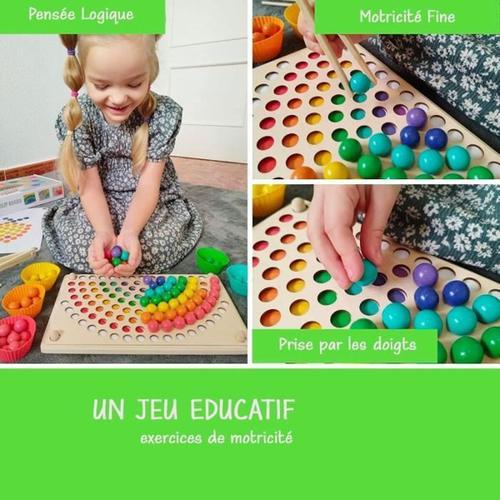 Jeux Montessori Enfant 2 3 4 5 Ans,motricité Fine,Jouet en Bois,Puzzle  educatif,Activité Apprentissage Manuelle,Jeu de Perles