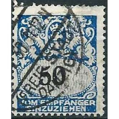 Allemagne, Ville Libre De Dantzig / Gdansk 1923, Beau Timbre Taxe - Lions Entourant Les Armes De La Ville, 50pf. Bleu, Oblitéré, Tbe -