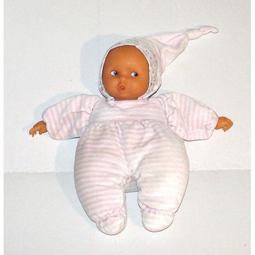 Doudou Poupee Corolle Bébé Baby Pouce Rayé Rose 28 Cm