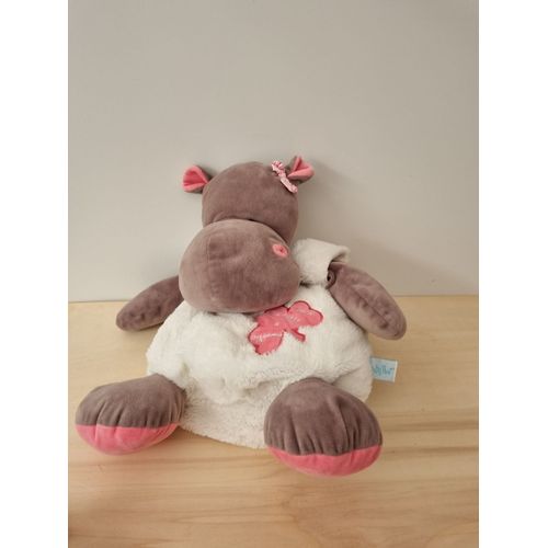 Doudou Range Pyjama Hippopotame Fille Rose Gris Baby Nat'