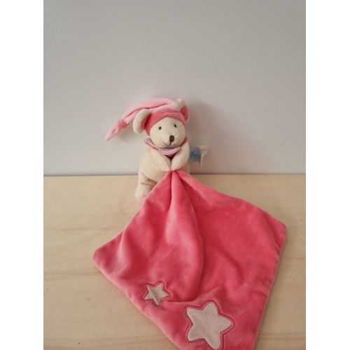 Doudou Souris Blanche Rose Étoiles Baby Nat'