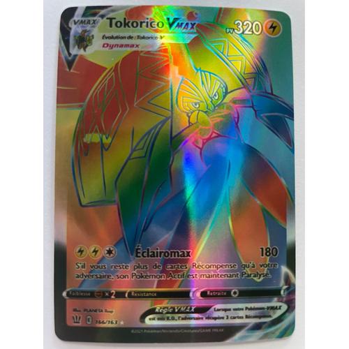 Carte Pokémon Tokorico Vmax 166/163 Rainbow Eb05 Styles De Combat Fr
