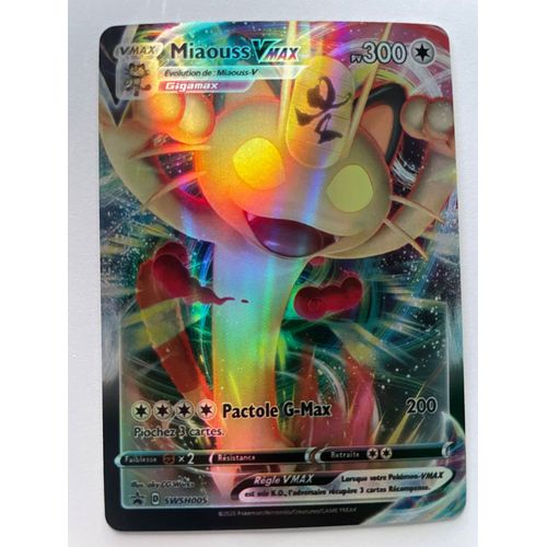 Carte Pokemon Miaouss Swsh005 Ultra Rare Vmax Epée Et Bouclier Fr