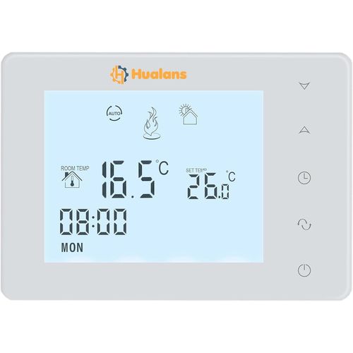 KGABERY-Thermostat À Piles Pour Chaudière À Gaz,Thermostat D' Mural Programmable À 2 Fils,Chronothermostat Hebdomadaire Numérique (Piles Exclues)