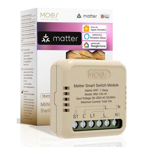 KGABERY-Interrupteur Intelligent,Matter Wifi,Module Diy Pour Interrupteur Intelligent,Nécessite Un Fil Neutre,Programmation D'Allumage/Extinction,Compatible Avec Alexa/Apple Home/Google Home 10A