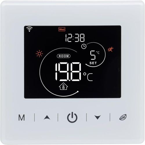 KGABERY-Beok Thermostat Wifi,Thermostat Chaudiere Gaz A Pile,Thermostats D' Programmable À 2 Fils Contrôlé Par Tuya Ou Smart Life,Compatible Avec Alexa Et Google Home Commande Vocale,3A,Blanc,Mural