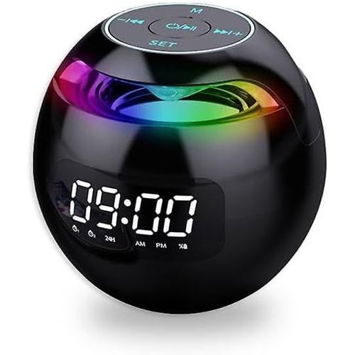 KGABERY-Réveil Haut-Parleur Bluetooth Sans Fil¿Affichage Led Numérique 2 En 1 Double Réveil Hi-Fi Bluetooth 5.0¿Horloge Portable Radio Lampe De Chevet Avec Veilleuse Colorée Rvb
