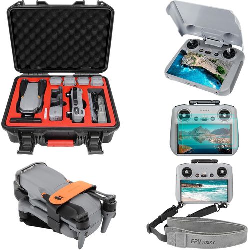 Kgabery-Ensemble D'accessoires 5 En 1,Étui Pour Dji Air 3,Cordon Tour De Cou,Protecteur D'écran,Coque De Protection Solaire,Porte-Hélice Pour Accessoires Dji Air 3,Rouge-Générique