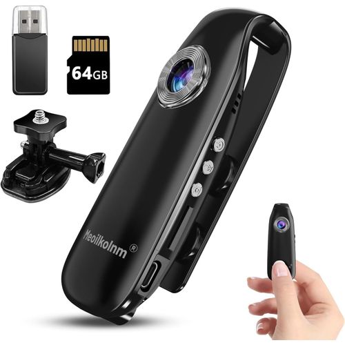 KGABERY-Mini Caméra Corporelle Avec Enregistrement Audio Et Vidéo 1080P 64 Go Avec Détection De Mouvement,Caméscope Pov Portable Avec Poche Magnétique Dv Pour Cyclisme,Animaux Domestiques,Marche,Voya