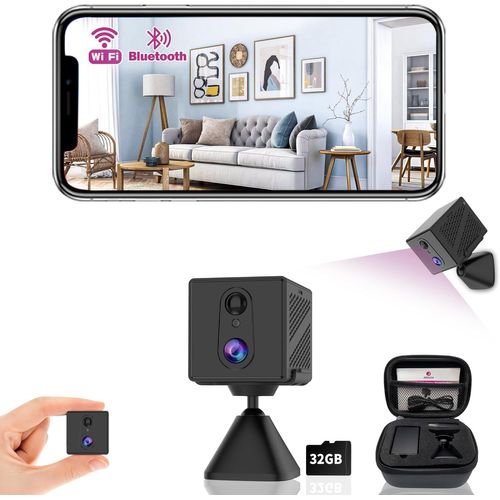 KGABERY-Mini Camera Espion Wifi 4K Sans Fil Discrète¿Caméra De Surveillance Intérieure Invisible Avec Vision Nocturne,Détection De Mouvement,Longue Autonomie,Enregistreur Spy Cam Cachée+Carte Sd 32 G