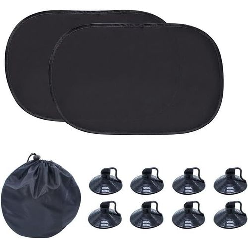 Kgabery-2 Pièces Pare Soleil Voiture Bébé Pare-Soleil Auto-Adhésifs Pour Enfants Protection Uv/Chaleur,Sac De Rangement Fourni,50 × 30cm (Noir)