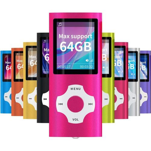 KGABERY-Digital,Compact Et Portable Lecteur Mp3/Mp4 (Max Support 64 Gb) Avec Photo Viewer,E-Book Reader Et Radio Fm Enregistreur Vocal Et Vidéo Vidéo,Usb,Batterie En Rose ¿
