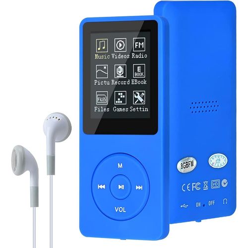 KGABERY-Lecteur De Musique Numérique,Lecteur Mp3/Mp4,Mise À Niveau 8 Go,Lecteur De Musique Portable Hifi Sans Perte Avec Musique/Radio Fm/Liseuse Électronique,Prend En Charge Jusqu'À 64 Go (Bleu)