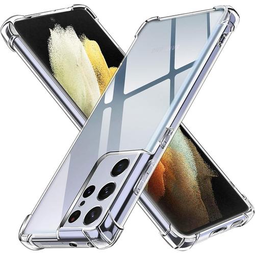 Coque Pour Samsung Galaxy S21 Ultra - Antichoc Protection Silicone Souple Transparent Phonillico©