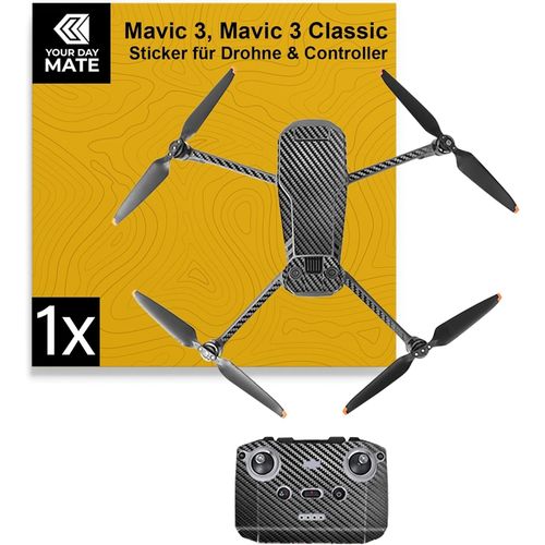 Kgabery-Skin Pour Drone,1 Set,Compatible Avec Dji Mavic 3 Et 3 Classic,Black Grain Design,À Coller,Autocollant Visage Drone,Drone Sticker,Film De Protection Boîtier,Autocollant Extérieur-Générique