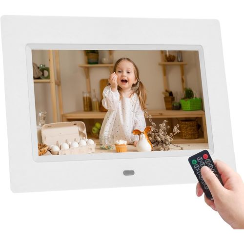KGABERY-Cadre Photo Numérique 7"" Hd Ips Avec Télécommande Photo/Vidéo/Musique/Calendrier,Prise En Charge De Carte Sd Usb (Blanc)