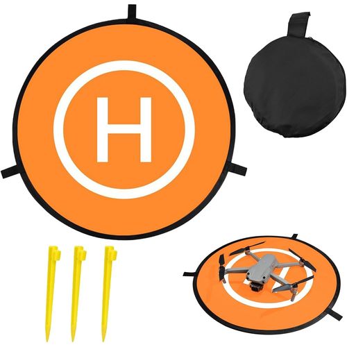Kgabery-Pliable Aires D'atterrissage,Tapis D¿Atterrissage,Drone Landing Pad,Accessoires De,Plateforme D'atterrissage,Simple Face,Diamètre 55cm,Avec 1 Sac De Rangement Et 3 Clous De Sol-Générique