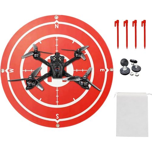 Kgabery-Pliable Aires D'atterrissage,Tapis D¿Atterrissage,Drone Landing Pad,Plateforme D'atterrissage,Accessoires De Drones,Créez Rapidement Le Bon Point D'atterrissage,Diamètre 60cm,Rouge-Générique
