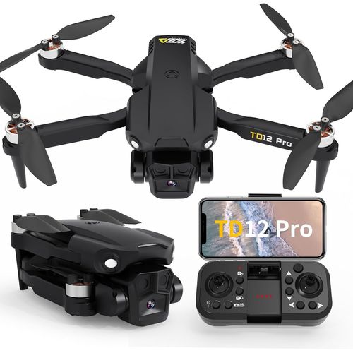 Kgabery-Drone Avec Camera 1080p,Mini Drones Pour Adultes Moteur Sans Balais Altitude Maintien Mode Sans Tête 2 Caméras Quadcopter Rc Pliable Pour Débutants Td12pro-Générique