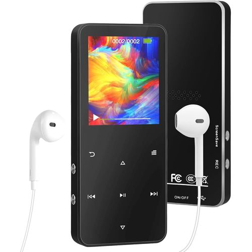 KGABERY-Lecteur Mp3 32Go Bluetooth 5.2,Lecteur Musical Portable Avec Haut-Parleur,1.8 Pouces Hifi Audio Mp3 /Mp4 Bouton Tactile Avec Radio,Vidéo,Enregistrement,E-Book Reader