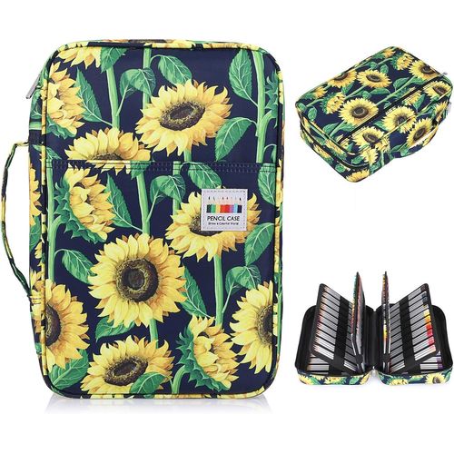 Trousse De Crayon De Couleur Pour 300 Crayons Ou 204 Feutres Grande Capacité Sac À Crayons Pour L'école Et Bureau Avec Grande Capacité (Tournesol)