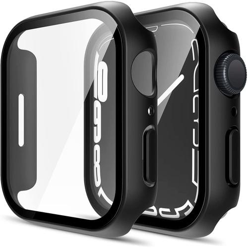 Coque Compatible Avec Apple Watch 45mm Serie 9 - Protection Rigide Étui Noir Écran Verre Trempé Phonillico©