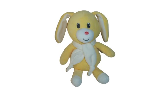 Doudou Peluche Lapin 27 Cm Jaune Blanc Comme Neuf Gipsy