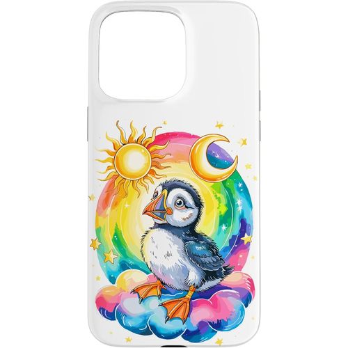 Meimieshop-Rainbow Clouds Perroquet De Mer Oiseau Macareux Coque Pour Iphone 15 Pro Max