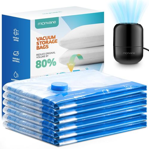 meimieshop-Pompe Électrique Et Sac Sous Vide Vêtements Aspirateur 6 Pack Jumbo,Housse De Rangement Sous Vide Pour Couettes Matelas Et Penderies