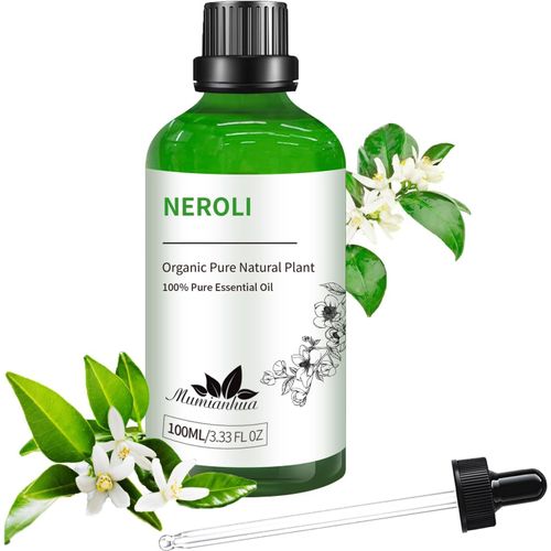 Chenquansarl-Huile De Néroli Pure Huile Essentielle De Néroli Thérapeutique Huile De Fleur Oranger Non Diluée Pour Peau, Cheveux, Savon, Bougies, Parfum, Diffuseur, Mas 100 Ml Bouteille Brune 