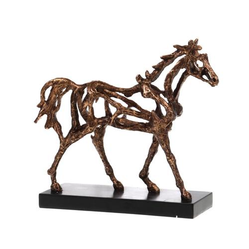 Cheval en marche doré martelé 21 cm