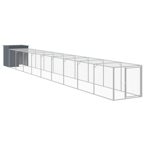 Vidaxl Poulailler Avec Cour Anthracite 110x1017x110 Cm Acier Galvanisé