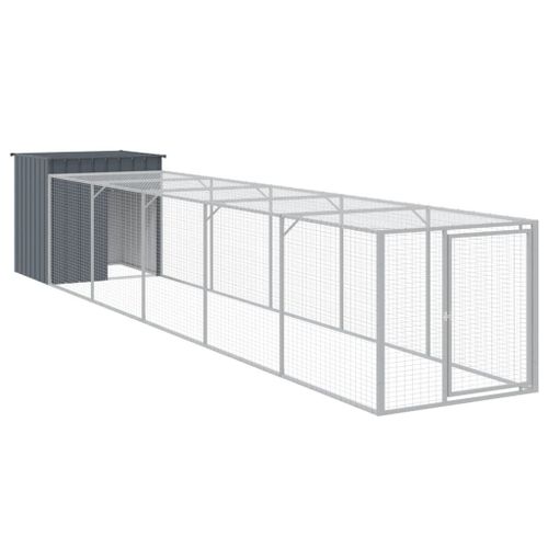 Vidaxl Poulailler Avec Cour Anthracite 110x609x110 Cm Acier Galvanisé