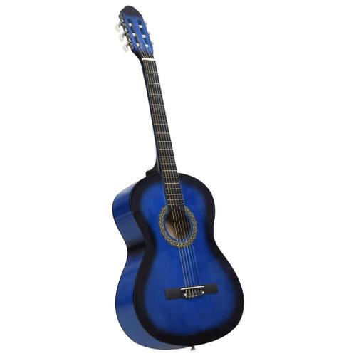 vidaXL Guitare classique avec sac pour d¿¿butants Bleu 4/4 39