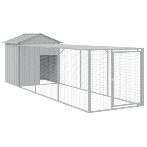 Vidaxl Poulailler Avec Cour Gris Clair 117x405x123 Cm Acier Galvanisé