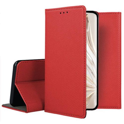 Housse Pour Huawei Honor 70 5g - Etui Coque Pochette Portefeuille + Verre Trempe - Rouge Magnet