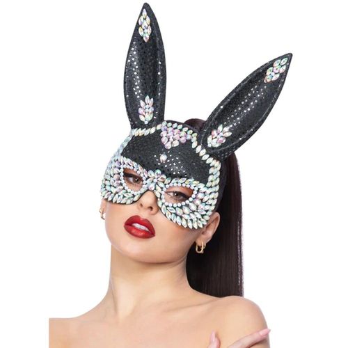 Masque Lapin Sequins Noirs Bijoux Adulte