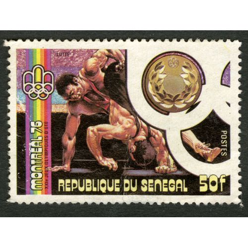Timbre Non Oblitéré République Du Sénégal, Montreal 76, Xxie Jeux Olympiques D'été, Lutte, 50 F, Postes