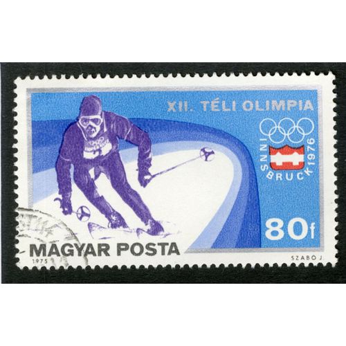 Timbre Oblitéré Magyar Posta, Xii Téli Olimpia, Insbruck 1976, 80 F, 1975