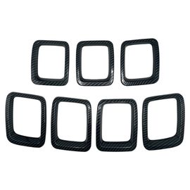 Anneau De Grille De Couverture De Calandre Avant De Voiture, Kit De Garnitures De Cadre, Adapté Pour Jeep Compass 2017, 2018, 2019, 2020, 7 Pièces
