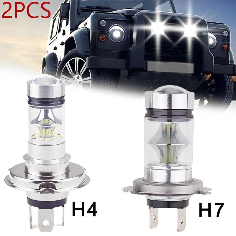 2pcs H4 LED Automobiles Phare Anti-brouillard Assemblée Lampe 100W Ampoule  De Voiture Blanc 12V Super Bright - Cdiscount Auto
