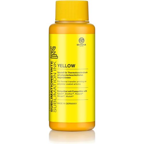500 Ml D'Encre De Sublimation Jaune Pour L'Impression Textile, L'Impression Par Transfert, Compatible Pour Les Imprimantes , Brother, Roland, Mimaki, , Durst Mutoh Et Ecotank.