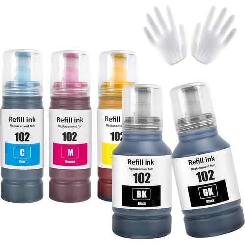 102 Encre Multipack Compatible Pour Ecotank Et-2750 Et-2756 Et-2850 Et-2851 Et-2856 Et-3700 Et-3750 Et-3850 Et-4500 Et-4700 Et-4750 Et-4850 Et-4856 Et-15000 Imprimante (Bk*2/C/M/Y)
