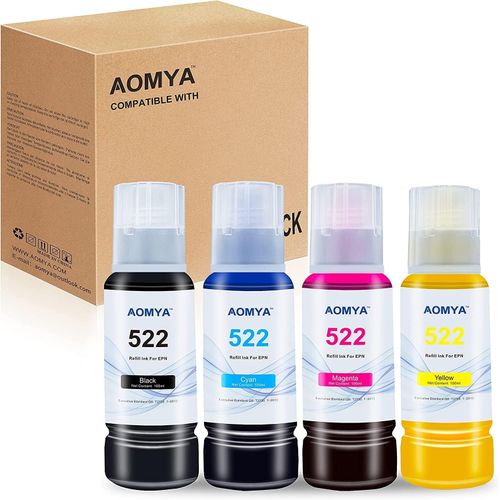 T522 522 Bouteilles De Recharge D'Encre De Rechange Pour Ecotank Et-2760 Et-4760 Et-2750 Et-2720 Et-3760 Et-2850 Et-15000 Et-2800 Et-4700 St-4000 Et-3850 Et-3850 T-3710 Et-3750 Et-2803 St-2000