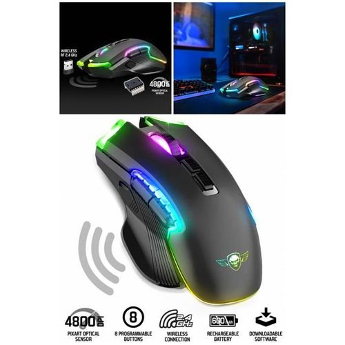 Souris Sans fil M70 2.4ghz 4800DPI 8 BOUTONS RGB rechargeable